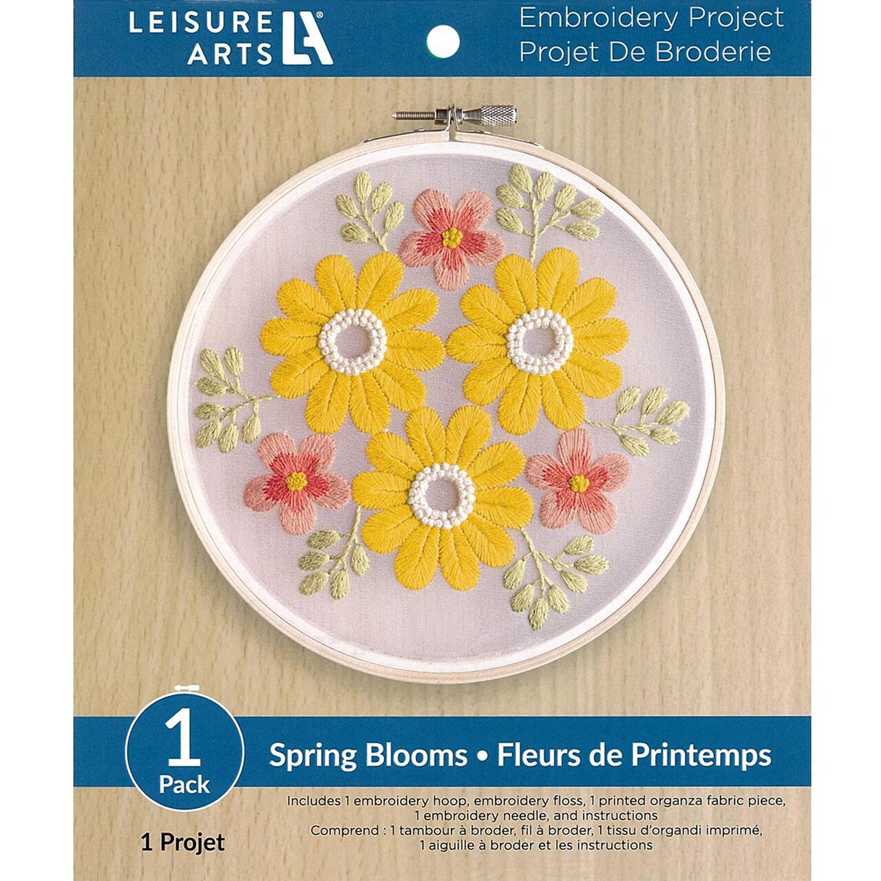Leisure Arts Embroidery Kit 6" Spring Blooms - Embroidery Kit for Beginners and Adults, Cross Stitch Kits with Patterns, DIY Starter Set for Seasonal Craft Projects